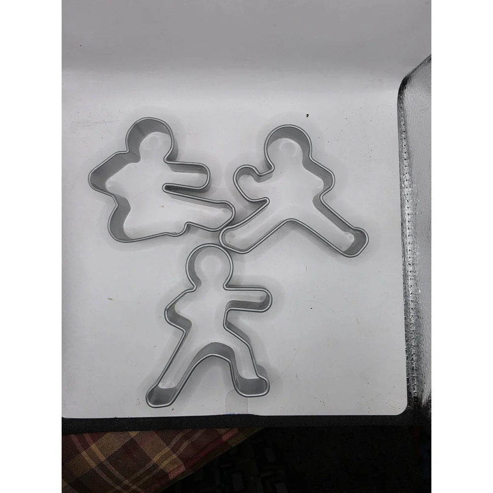 Ninja Gingerbread Men Cookie Cutter Set 3 Piece Martial Arts Karate Poses Silver